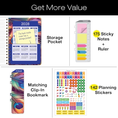 2027 Excello Brands 7.8" x 9" Weekly & Monthly Standard Planner, Paperboard Cover, Pastel Peacock (FSHN-CY27-79-61)