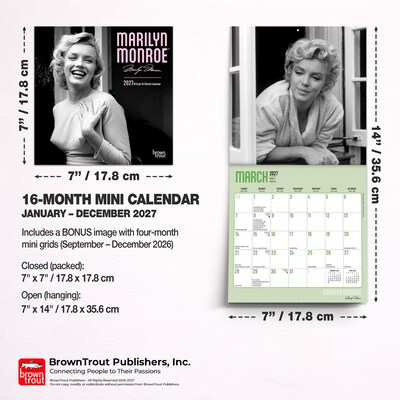 2027 BrownTrout Marilyn Monroe 7" x 7" Monthly Wall Calendar (9798330714834)