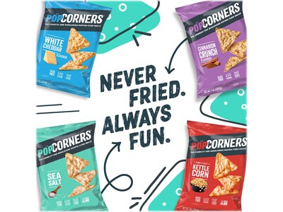 Popcorners Gluten-Free 4-Flavor Popped Corn Chips Snacks Variety Pack, 28 Bags/Box (02486)