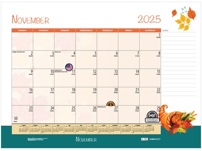 2025-2026 House of Doolittle Seasonal/Holiday 22" x 17" Academic Monthly Desk Pad Calendar (1395-26)