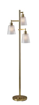 Adesso Gio 65H Antique Brass Floor Lamp with White Glossed Glass Shades (3312-21)