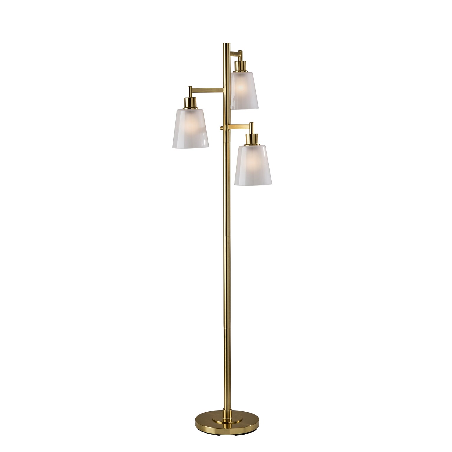 Adesso Gio 65H Antique Brass Floor Lamp with White Glossed Glass Shades (3312-21)