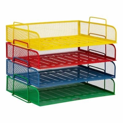 Mind Reader Metal Side Loading Stackable Letter Tray, Multicolored (DSTACK4-ASST)