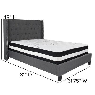 Flash Furniture Riverdale Tufted Upholstered Platform Bed in Dark Gray Fabric with Pocket Spring Mattress, Full (HGBM46)