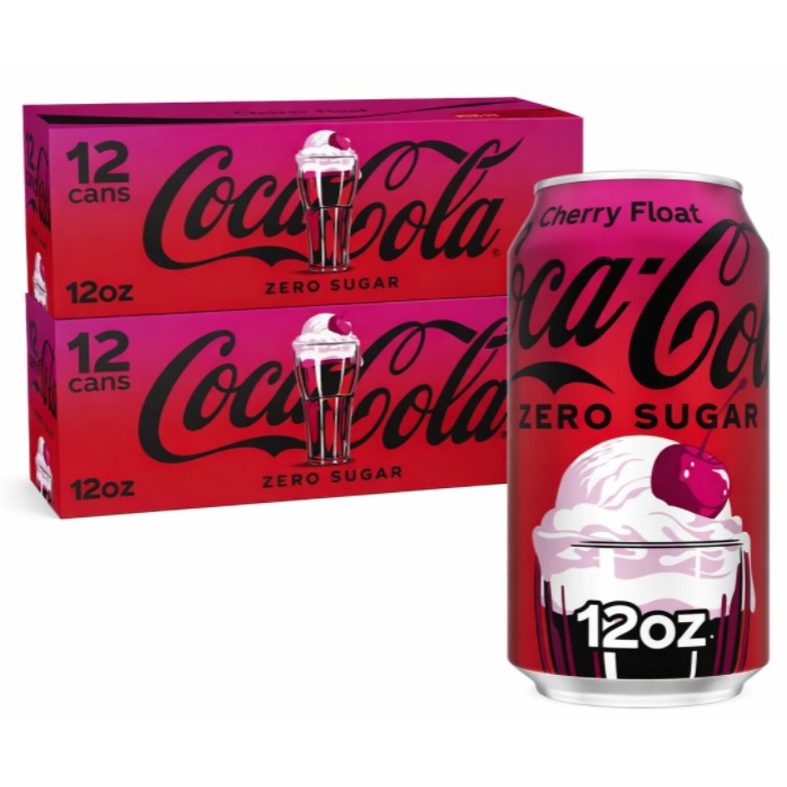 Coca-Cola Cherry Float Zero Sugar Soda, 12 oz., 24/Pack (413929)