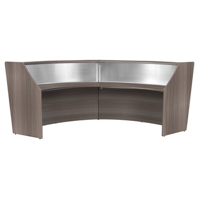 Regency Marque 124.5"W Curved Reception Desk Workstation, Driftwood Gray (77312GY)