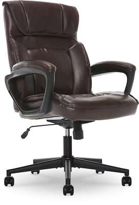Serta Hannah I Ergonomic Bonded Leather Swivel Executive Chair, Biscuit (43670G)