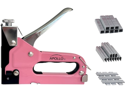 Apollo Tools Stapler with Power Adjustment Knob, Pink/Black (DT5020P)