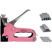 Apollo Tools Stapler with Power Adjustment Knob, Pink/Black (DT5020P)