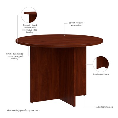 Bush Business Furniture 42W Round Conference Table with Wood Base, Hansen Cherry (99TB42RHC)