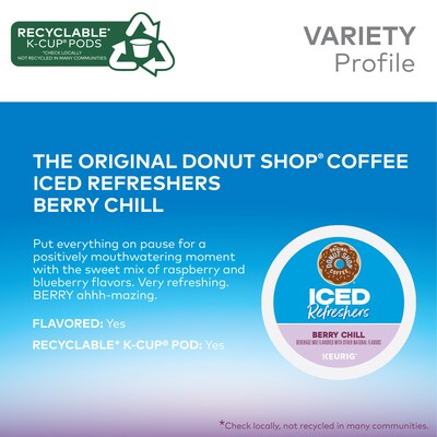 The Original Donut Shop Iced Refreshers Berry Chill, Keurig® K-Cup® Pods, 20 Pods/Box (5000384762)