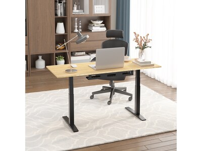 FlexiSpot E7 Pro 72"W Electric Adjustable Standing Desk, Bamboo/Black (E7BPRO7230-LBZB)