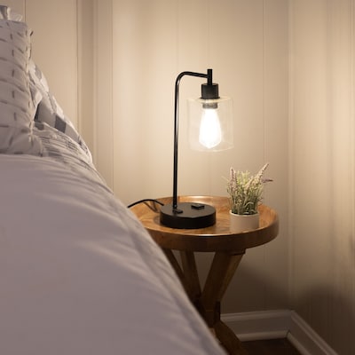 Lavish Home 16.14" LED Table Lamp with USB Ports, Black, 2/Set (72-LMPDKIND-1B-2)