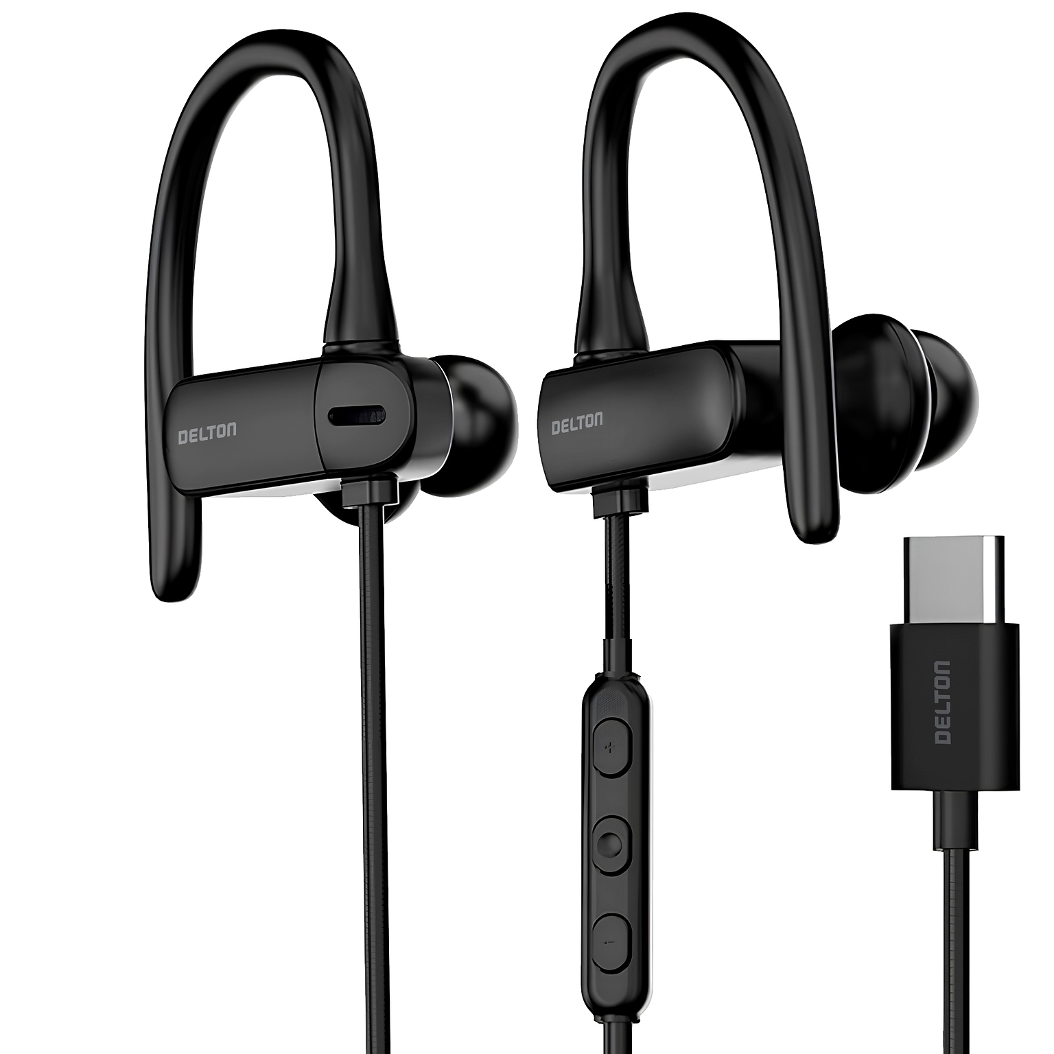 Delton 24EC Wired Stereo Earbuds, USB-C, Black (DWH24EC)