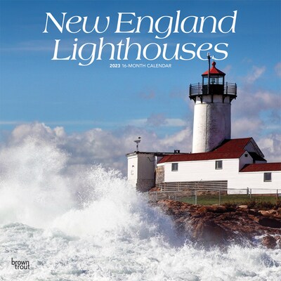 2023 BrownTrout New England Lighthouses 12 x 24 Monthly Wall Calendar, (9781975452056)