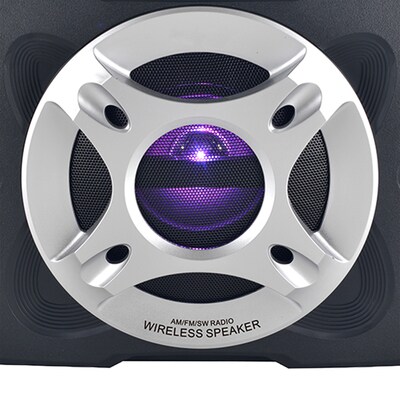 QFX Wireless Retro Jukebox-Style Portable Bluetooth AM/FM/Shortwave Radio with Flashlight & Solar Panel, Black (R-45)