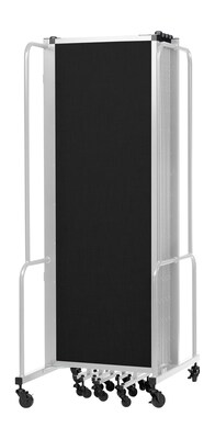 National Public Seating Robo Series 9-Panel Folding Mobile Room Divider, 72H x 210W, Black Fabric (RDG6-9PT10)