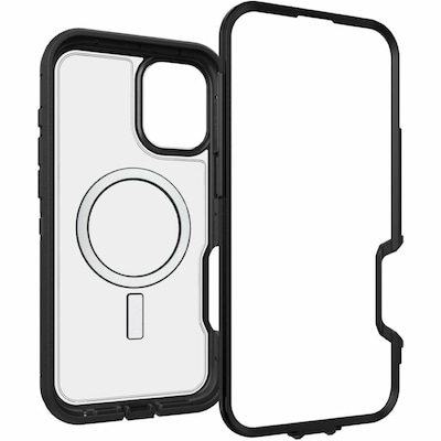OtterBox Defender XT MagSafe Compatible Phone Case for Apple iPhone 16 Plus, Shock Absorbing, Dark Side Clear/Black (77-99674)