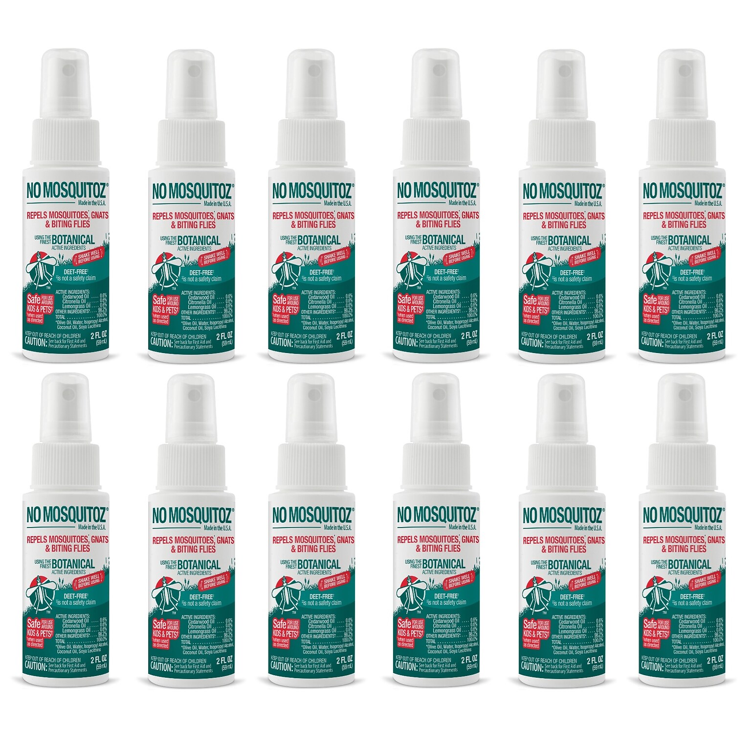 No Mosquitoz Natural DEET-Free Insect Repellent for Mosquitoes, Woodsy Scent, 2oz, 12/Pack (BND04605)