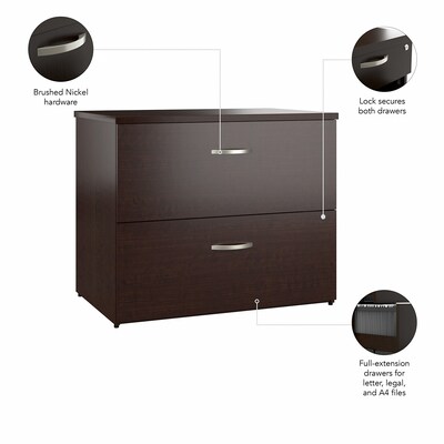 Bush Business Furniture Office in an Hour 2 Drawer Lateral File Cabinet, Mocha Cherry (OIAH011MRSU)