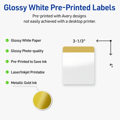 Avery Laser/Inkjet Rectangle Multipurpose Labels, 4 x 3-1/3, White, 40/Pack (S00-DJM)