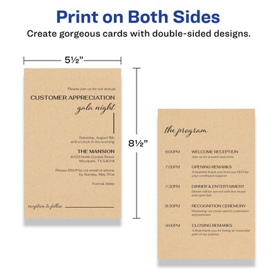 Avery Integrated Cards, 5.5" x 8.5", Matte Kraft Brown, 50/Pack (95279)