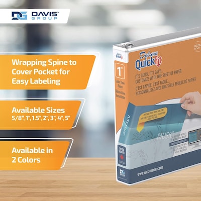 Davis Group QuickFit Heavy Duty 1" 3-Ring Standard Binders, White, 4/Pack (97110-04)