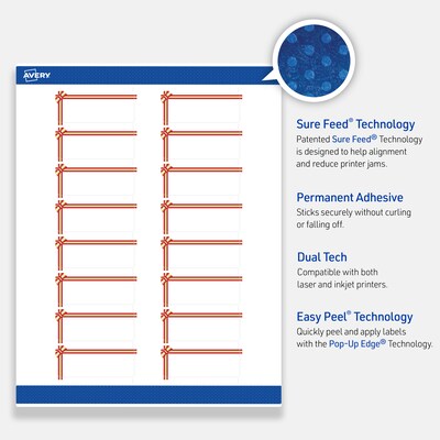 Avery Rectangle Multipurpose Labels, 1" x 2-5/8", White, 160/Pack (19479370586)