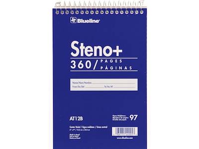 Blueline Steno+ Pad, 6 x 9, Pitman-Ruled, Blue, 180 Sheets/Pad (AT12B)