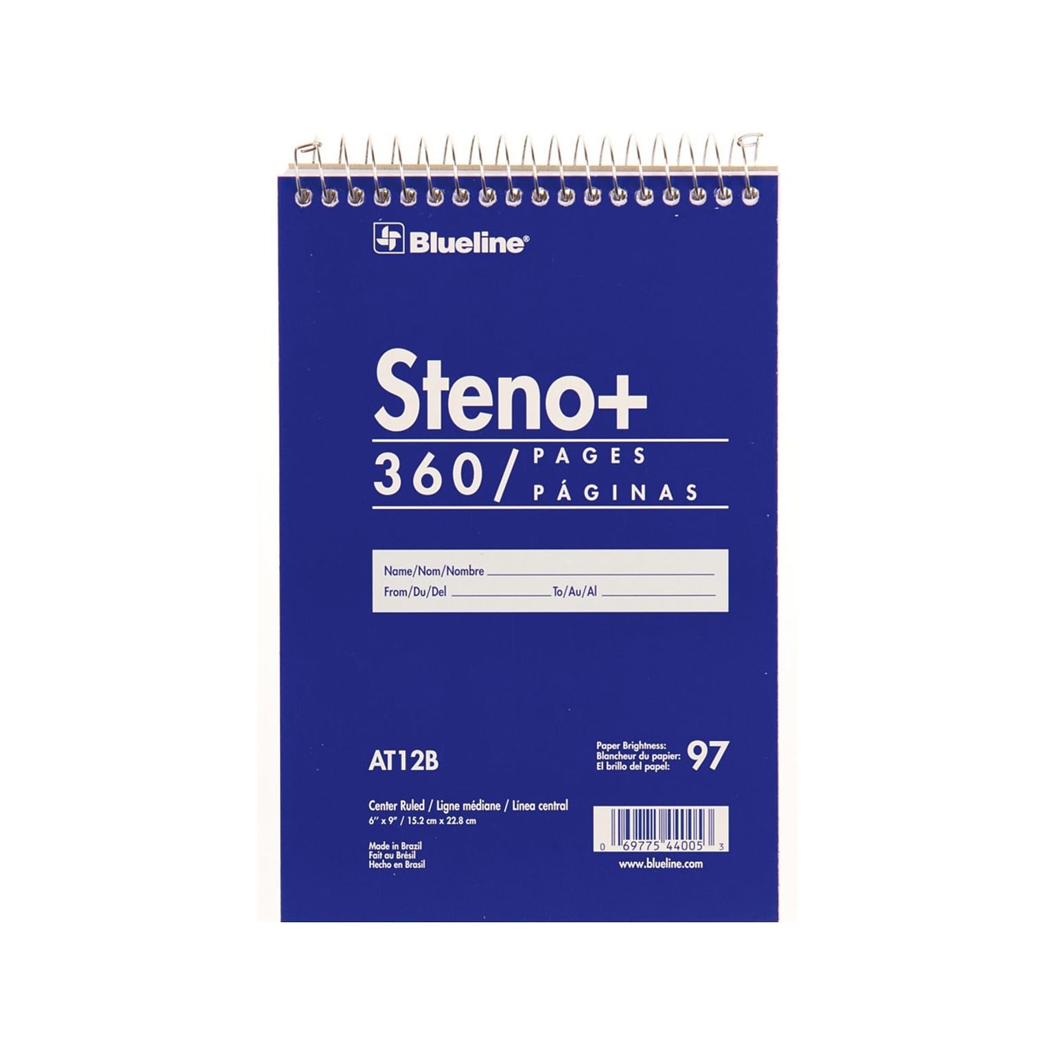 Blueline Steno+ Pad, 6 x 9, Pitman-Ruled, Blue, 180 Sheets/Pad (AT12B)