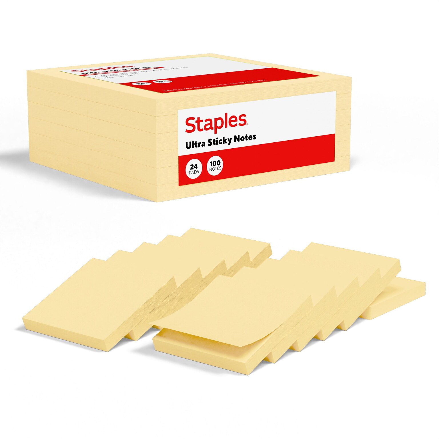 Staples Ultra Sticky Notes, 3 x 3, Sunshine Collection, 100 Sheets/Pad, 24 Pads/Pack (ST62888)