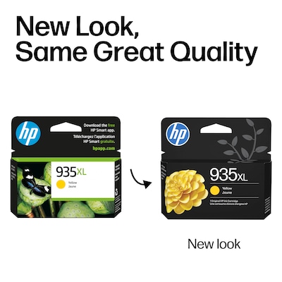 HP 935XL Yellow High Yield Ink Cartridge, Prints Up to 825 Pages (C2P26AN#140)