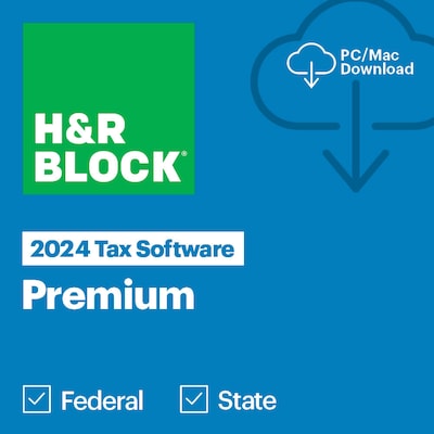 H&R Block Tax Software Premium 2024, 1 User, Win/Mac, Download (1516800-24)