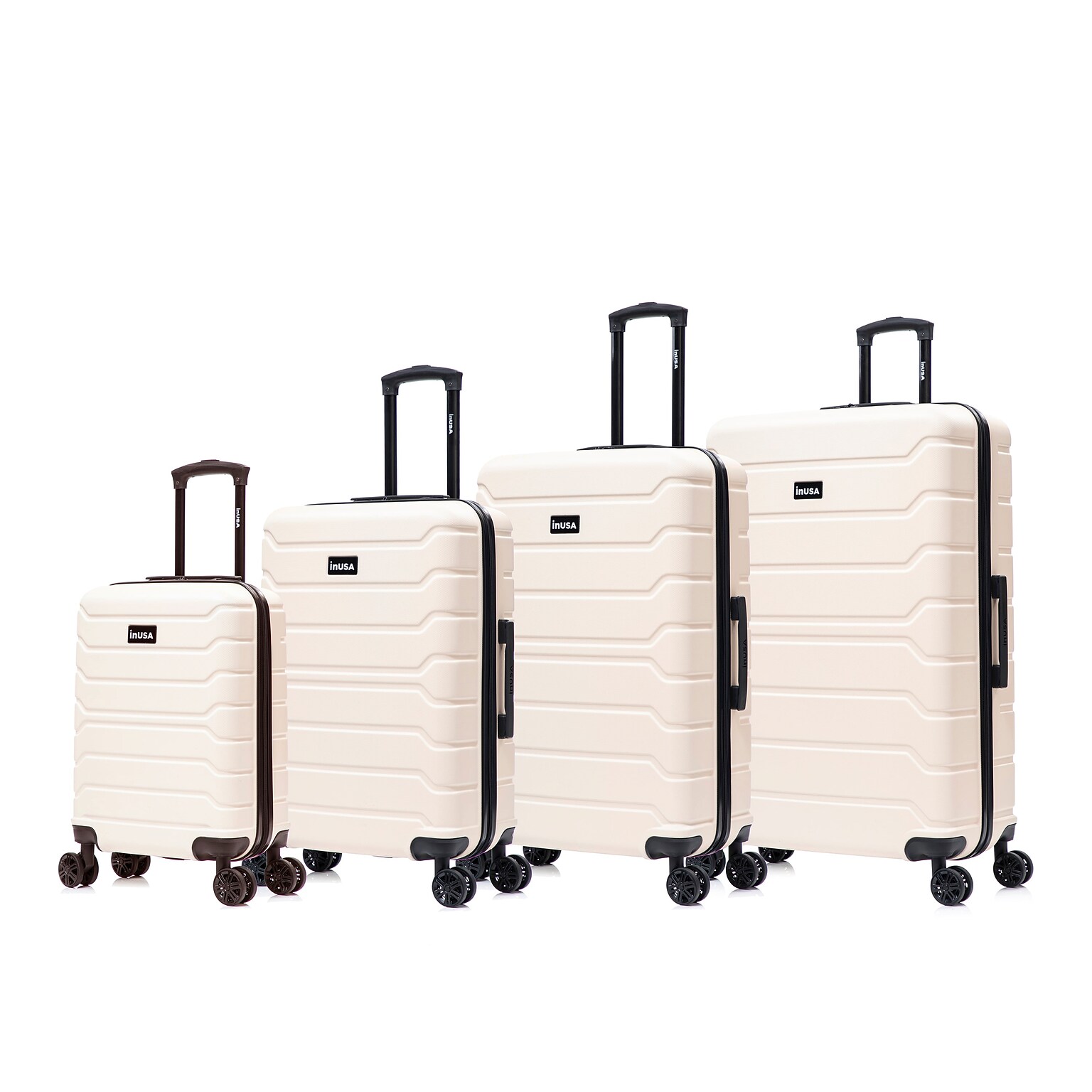 InUSA Trend 4-Piece Hardside Spinner Luggage Set, TSA Checkpoint Friendly, Sand (IUTRESMLXL-SAN)