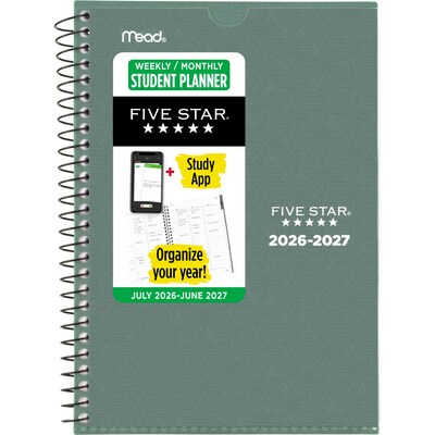 2026-2027 Five Star 5.5 x 8.5 Academic Weekly & Monthly Customizable Planner, Poly Cover, Assorted Colors (CAW451-00-27)