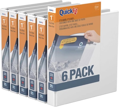 Davis Group QuickFit 1 3-Ring Standard Binders, White, 6/Pack (88010-06)