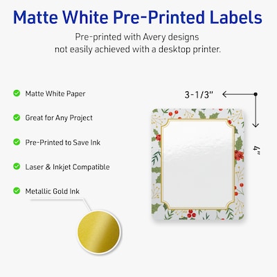 Avery Rectangle Multipurpose Labels, 4 x 3-1/3, White, 40/Pack (19479370451)