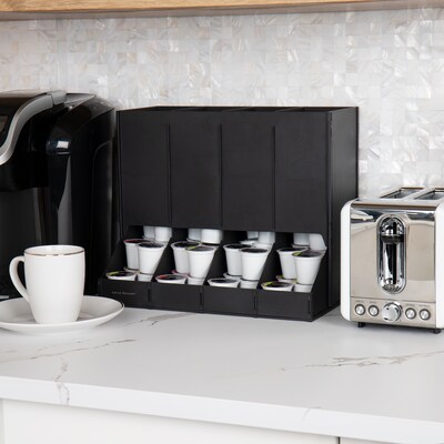Mind Reader Plastic 4-Compartment Single Serve Coffee Pod Dispenser, 120 Pod Capacity, Black (CPODBK-BLK)