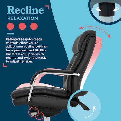 La-Z-Boy Sonata Ergonomic Bonded Leather Swivel Executive Chair, Black and Chrome (CCHR10014D)