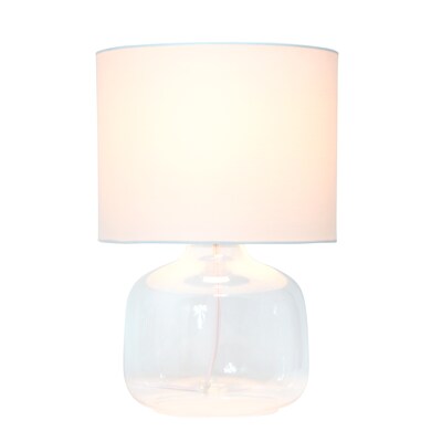 Creekwood Home Round Modern Glass 13.75 LED Table Lamp, Clear/White (CWT-1015-CW)