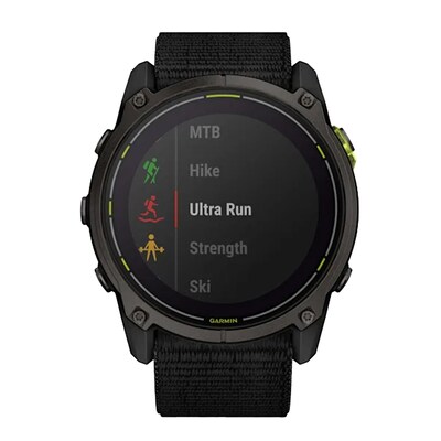 Garmin Enduro 3 Multisport Solar GPS Smartwatch, Carbon Gray Titanium Bezel with Black UltraFit Nylon Strap (010-02751-00)