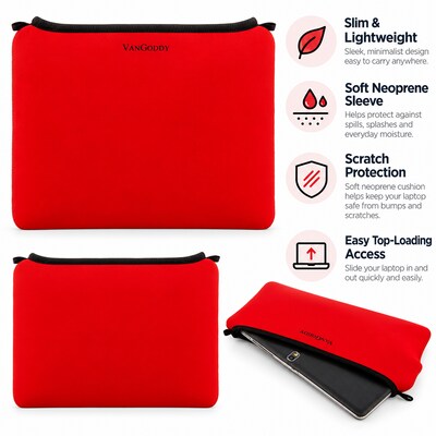 Vangoddy 12" Laptop Sleeve, Red (NBKLEA863)