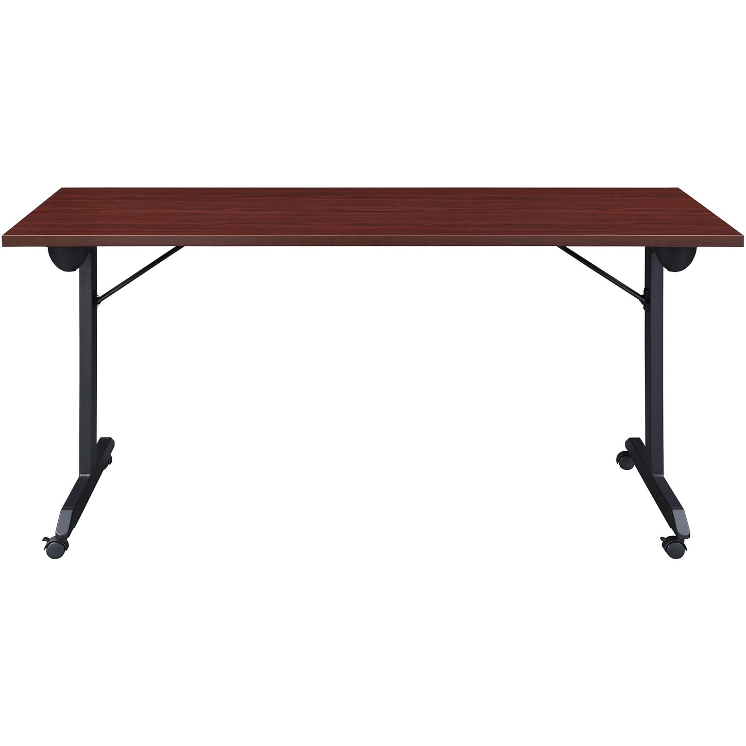 Lorell 63W x 29.5D Mobile Folding Training Table, Laminate, With Wheels, Brown (LLR60740)