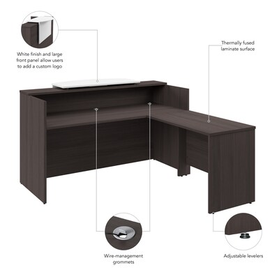 Bush Business Furniture Arrive 72"W L Shaped Reception Desk with Counter, Storm Gray (ARV009SG)
