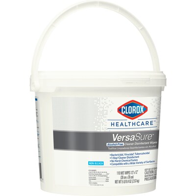 Clorox Healthcare VersaSure Cleaner Disinfectant Wipes, 110 Wipes/Bucket (31759)