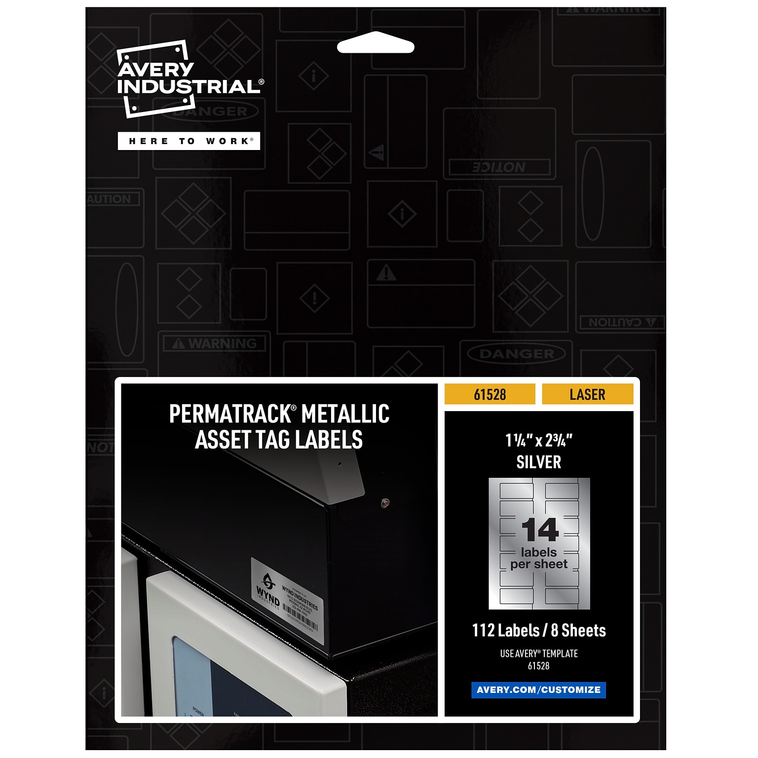 Avery PermaTrack Metallic Laser Asset Tag Labels, 1-1/4 x 2-3/4, Glossy Silver, 112 Asset Tags/Pack (61528)