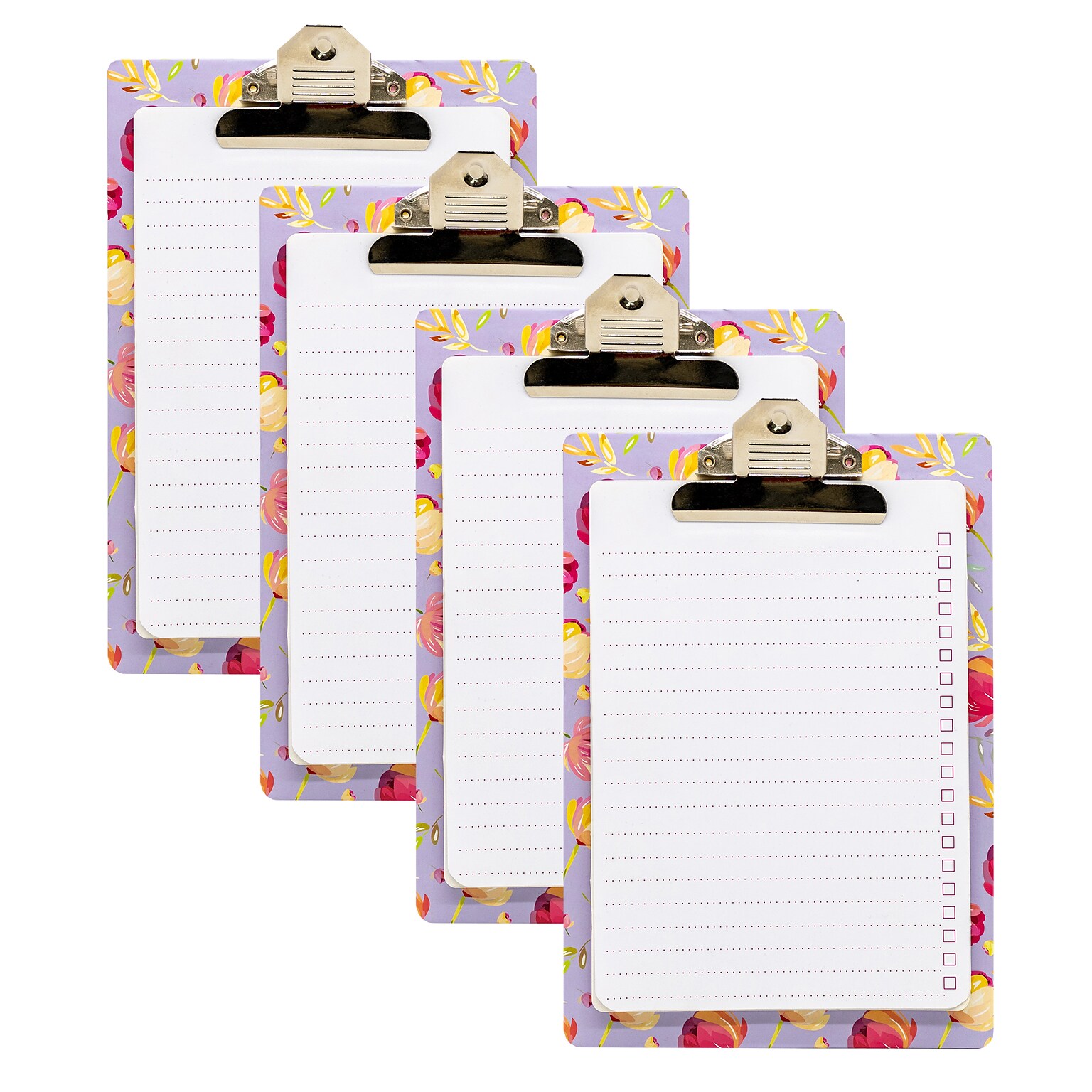 Pukka Pads Blossom Hardboard Clipboard with Pad, Legal Size, Pack 4 (PUK8672BLO)