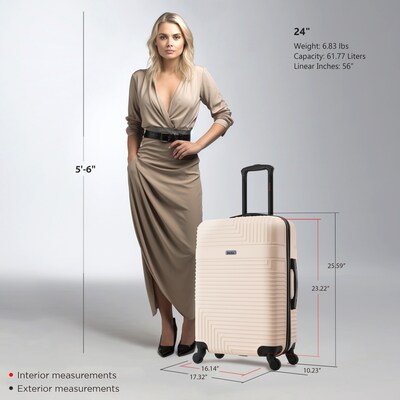 InUSA Resilience 25.59" Hardside Suitcase, 4-Wheeled Spinner, TSA Checkpoint Friendly, Sand (IURES00M-SAN)