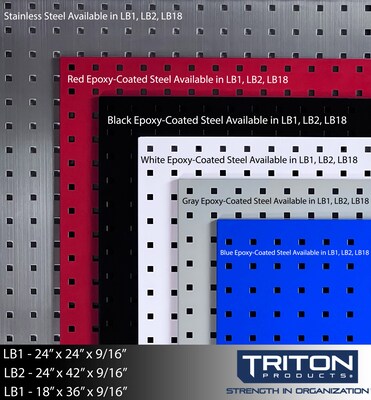 Triton Products LocBoard 24" x 24" x 9/16" Steel Square Hole Pegboards, 2/Set (LB1-R)