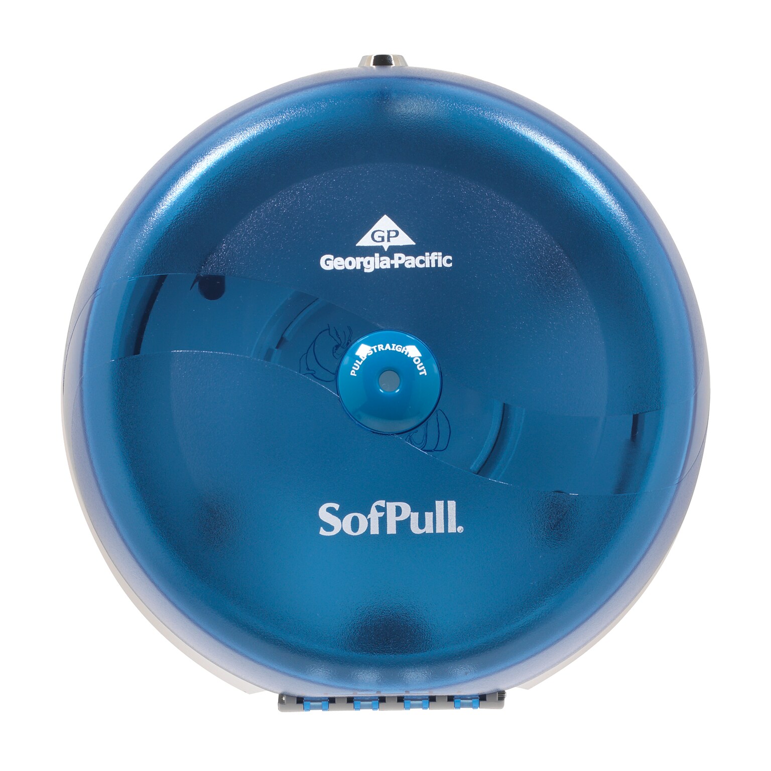 Georgia-Pacific SofPull® High Capacity Center-Pull Bath Dispenser, Splash Blue, 10.500W x 6.750D x 10.500H